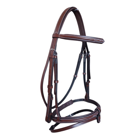 Leather Horse Bridle with Nameplate – Padded Cowhide Bridle-103-R Oak Brown - Youshaelia