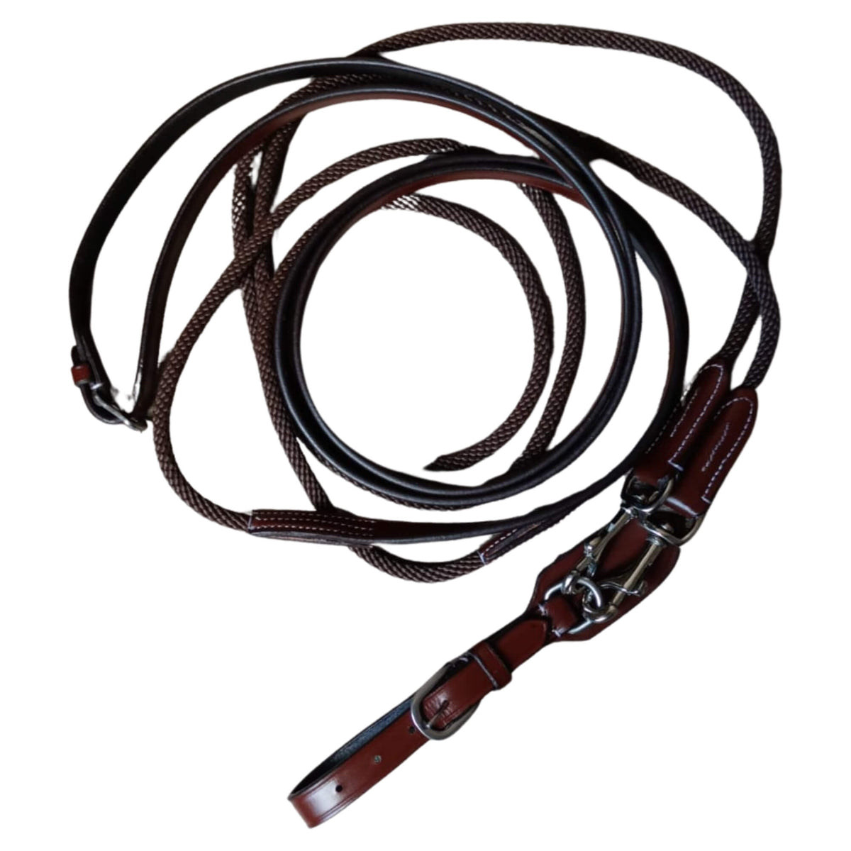 Brown Leather & Rope Horse Reins – Clip-End Hybrid Reins - Youshaelia