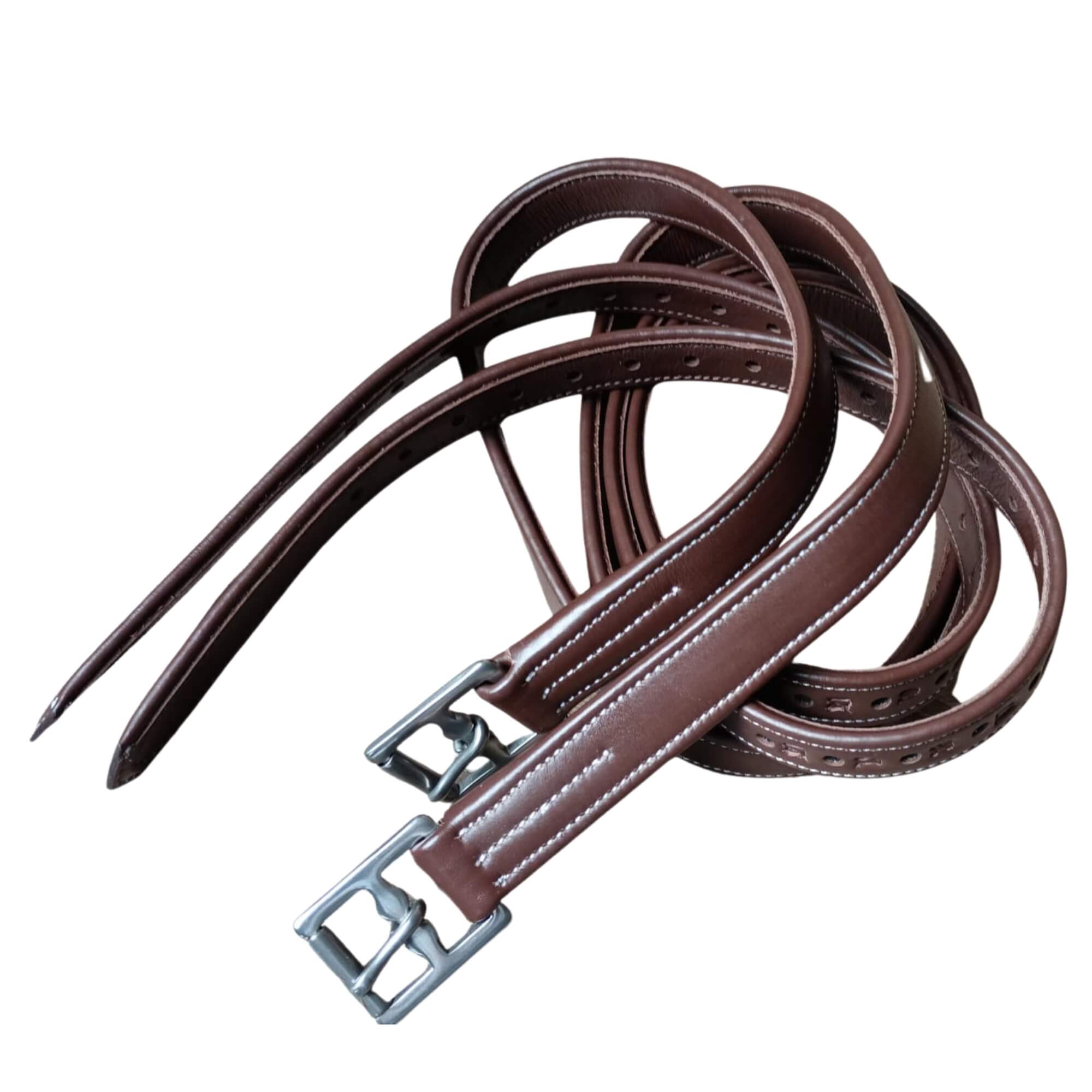 Brown Leather Stirrup Leathers – Adjustable Padded Straps - Youshaelia