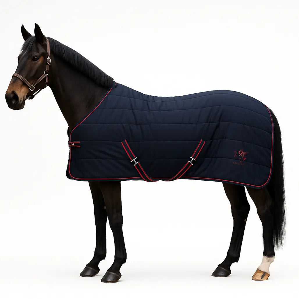 horse blanket wearing horse