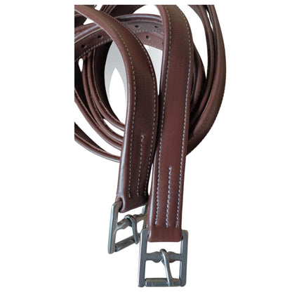 Brown Leather Stirrup Leathers – Adjustable Padded Straps - Youshaelia